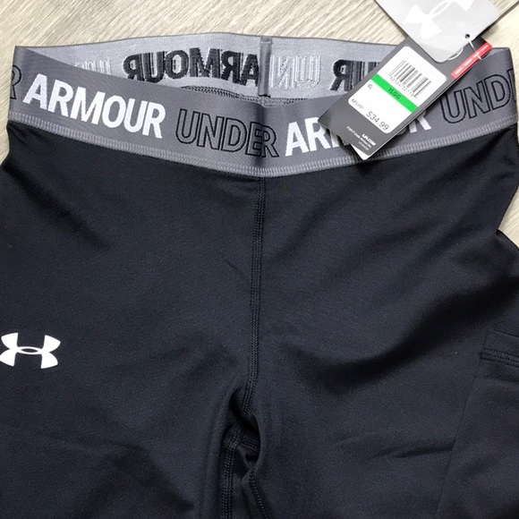 NWT UNDER ARMOUR GIRLS BLACK PANT/Leggins SZ YLG - Picture 2 of 6